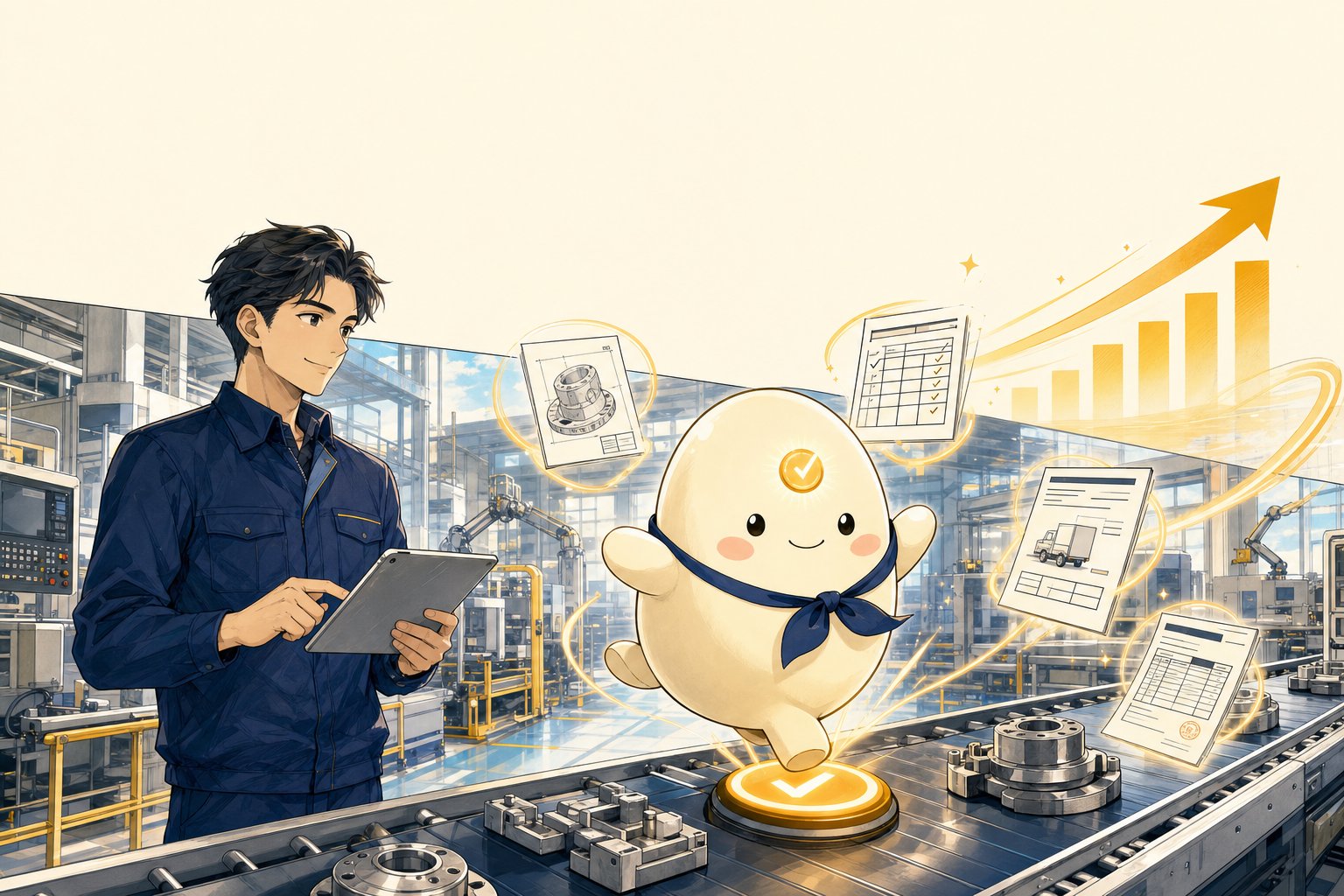 FactoryOS — リーちゃんが工場の生産・品質・出荷を AI で自動化している様子